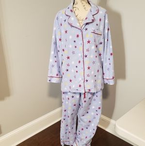 PajamaGram Womens Flannel Pajamas Sets - Womens Pajamas, Blue Stars, 1X 